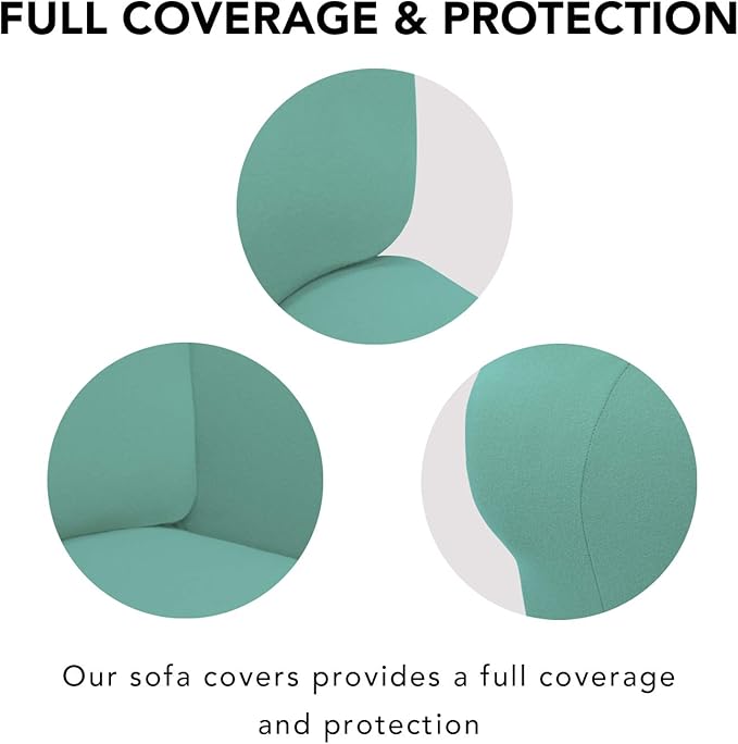 PureFit Super Stretch Sofa Slipcover – Spandex Non Slip Soft Couch Sofa Cover, Washable Furniture Protector with Non Skid Foam and Elastic Bottom for Kids, Pets （Sofa, Cyan）