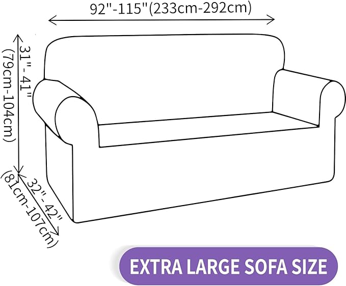 ZNSAYOTX Oversized Super Stretch Couch Cover (92"-115"), New Striped Sofa Covers Comfortable & Durable, Dog Cat Pets Friendly Extra Large Spandex Sofa Slipcovers (Khaki, XL Sofa)