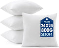 MIULEE Euro Pillows Inserts, Pack of 4 24x24 Inch 100% Virgin Microfiber Filling Throw Pillows for Bed Couch Sofa