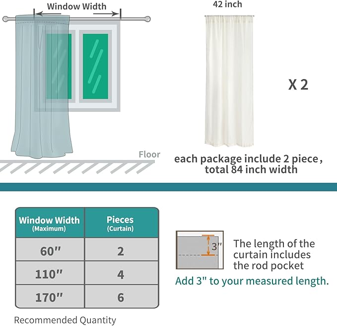 Panels, Oatmeal Linen Blend Light Filtering, 45 Inch Length, Set of 2
