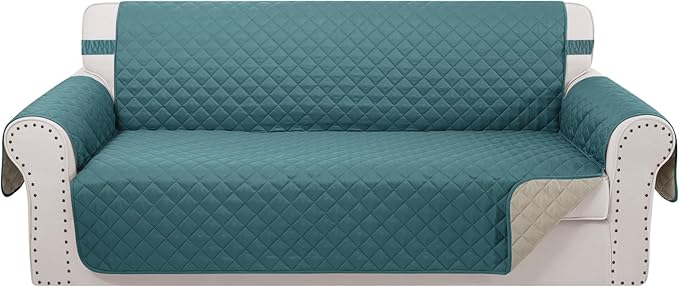 Reversible 4 Seater Sofa Cover 91 Inch Large Couch Cover Furniture Protector(Sofa XX-Large,Blue/Beige)