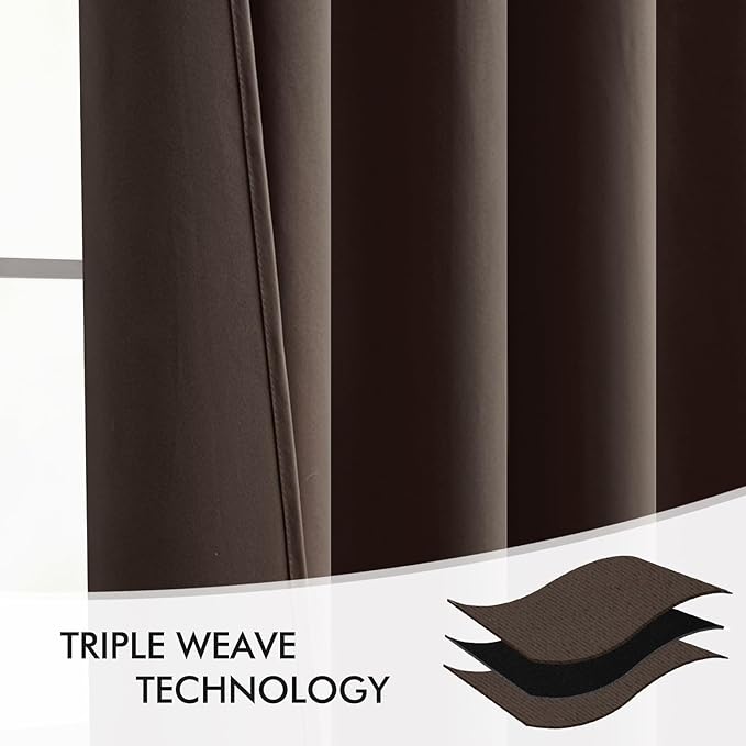 MIULEE Chocolate Brown Back Tab Blackout Curtains 120 Inch Long 2 Panels Set for Bedroom, Rod Pocket/Pinch Pleated Extra Long Thermal Insulated Living Room Darkening Light Blocking 10FT Drapes