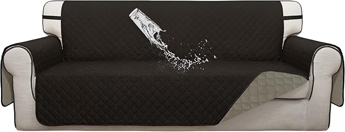 ISSUNTEX Double Protection 100% Waterproof Sofa Covers for Living Room, Couch Covers for 3 Cushion Couch Sofa, Reversible Furniture Protector Sofa Cover for Dogs, Pets, Kids (Sofa, Chocolate/Beige)