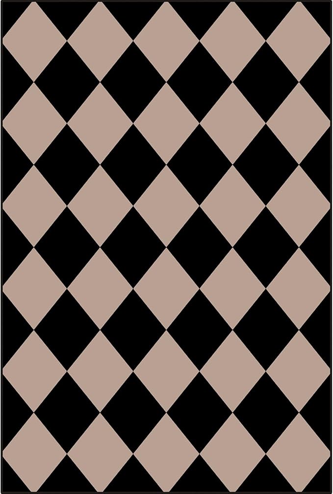 Front Door Mat Outside Entrance - 2x3 Black Tan Non-Slip Washable Doormat Indoor Outdoor Mat Entry Rug Geometric Diamond Small Throw Rugs for Entryway Kitchen Front Porch Decor