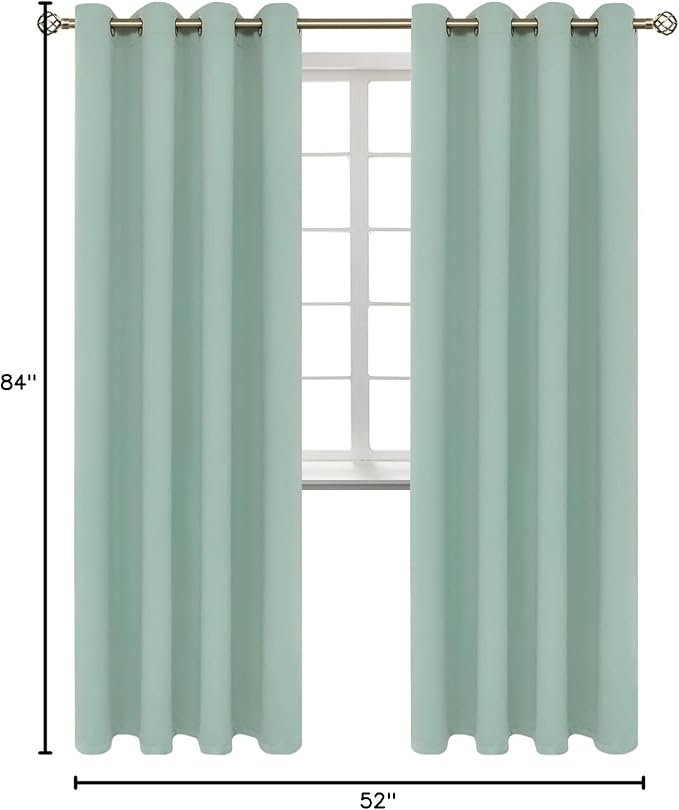 BGment Blackout Curtains - Grommet Thermal Insulated Room Darkening Bedroom and Living Room Curtains, Set of 2 Panels (52 x 84 Inch, Frosty Green)