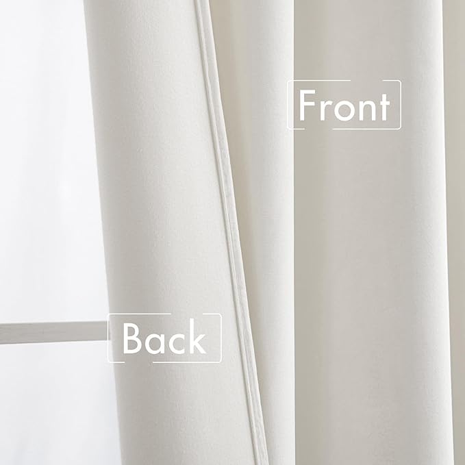 MIULEE Velvet Curtains 90 inches - Luxury Curtains for Bedroom Living Room Thermal Insulated Super Soft Room Darkening Window Drapes Rod Pocket & Back Tab, White, W52 x L90 inches, 2 Panels