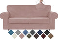 WEERRW Velvet Couch Covers for 2 Cushion Couch Sofa - High Stretch Luxury Velvet Plush 3 Pieces Sofa Slipcovers with Elastic Bottom, Furniture Protector for Pets, Machine Washable, Pink, Medium