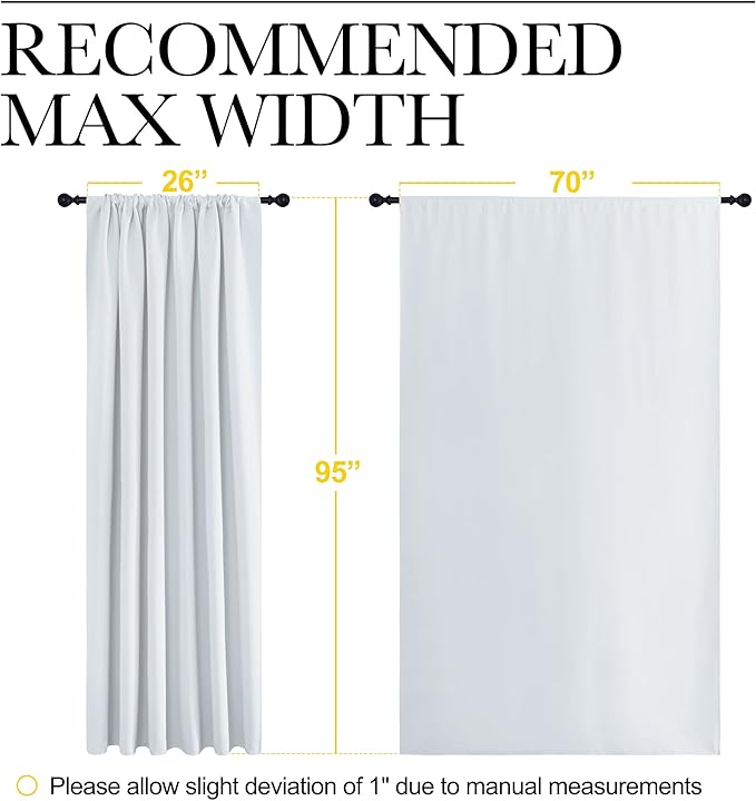 NICETOWN Bedroom Window Curtain Panels - Window Treatment Thermal Insulated Rod Pocket Room Darkening Curtains/Drapes for Patio Door (Greyish White, 2 Panels, 70 in x 95 in (W x L))