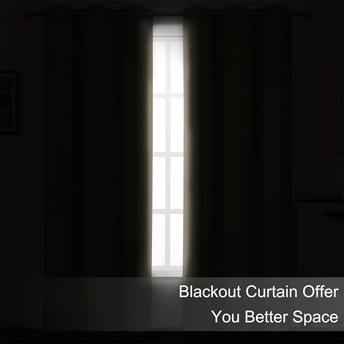 LEMOMO Blackout Curtains 66 x 84 inch/Khaki Curtains Set of 2 Panels/Thermal Insulated Room Darkening Bedroom Curtains