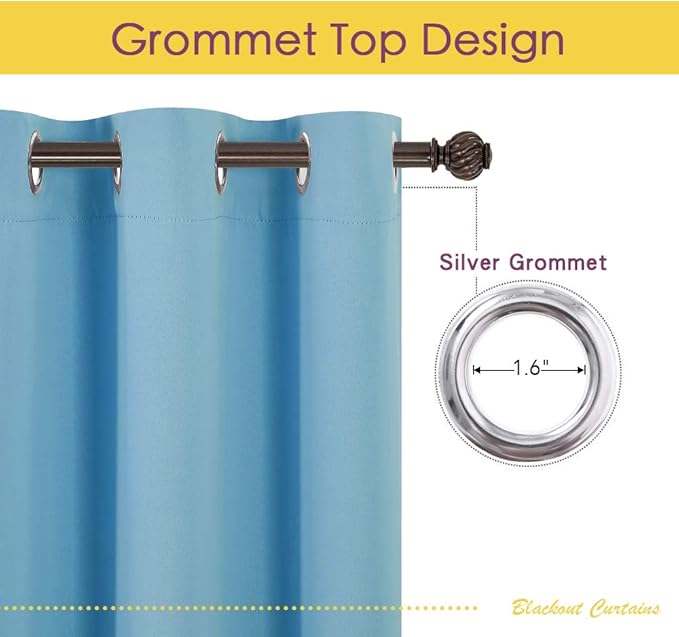 NICETOWN Room Darkening Draperies Window Curtain Panels, Teal Blue, 2 Panels, W60 x L84 -inch, Thermal Insulated Grommet Room Darkening Curtains for Bedroom
