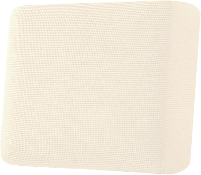H.VERSAILTEX Super Stretch Individual Seat Cushion Covers Sofa Covers Couch Cushion Covers Slipcover Sets Thick Jacquard Textured Twill Fabric (1 Piece Chair Cushion Cover, Cream)
