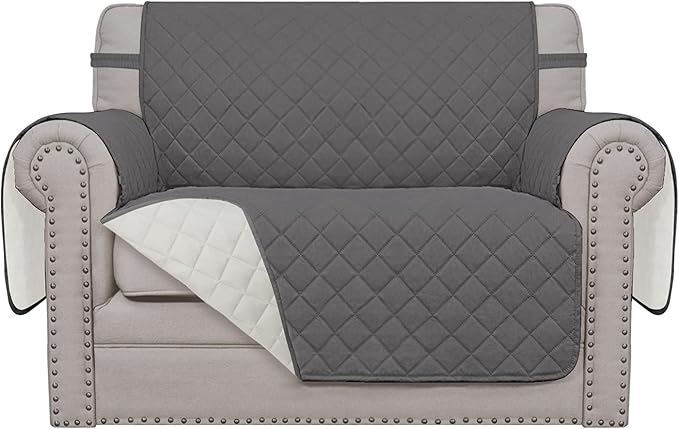 Easy-Going Oversized Chair Sofa Slipcover Reversible Sofa Cover Water Resistant Couch Cover Furniture Protector Cover with Elastic Straps for Pets Dog (Oversized Chair, Gray/Ivory)