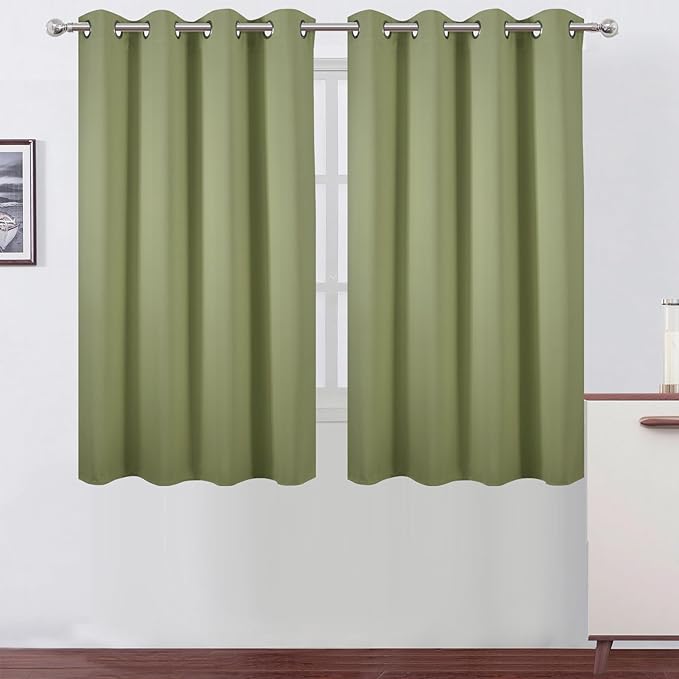 LEMOMO Sage Green Thermal Blackout Curtains/52 x 54 Inch/Set of 2 Panels Room Darkening Curtains for Bedroom