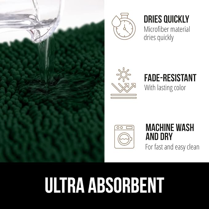 GORILLA GRIP Bath Rug Mat 30x20, Soft Absorbent Chenille, Quick Dry Microfiber - Image 4
