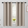 Yakamok Room Darkening Grommet Window Drapes Thermal Insulated Light Blocking Natural Blackout Curtains for Bedroom (42Wx63L,Natural,2 Panels)
