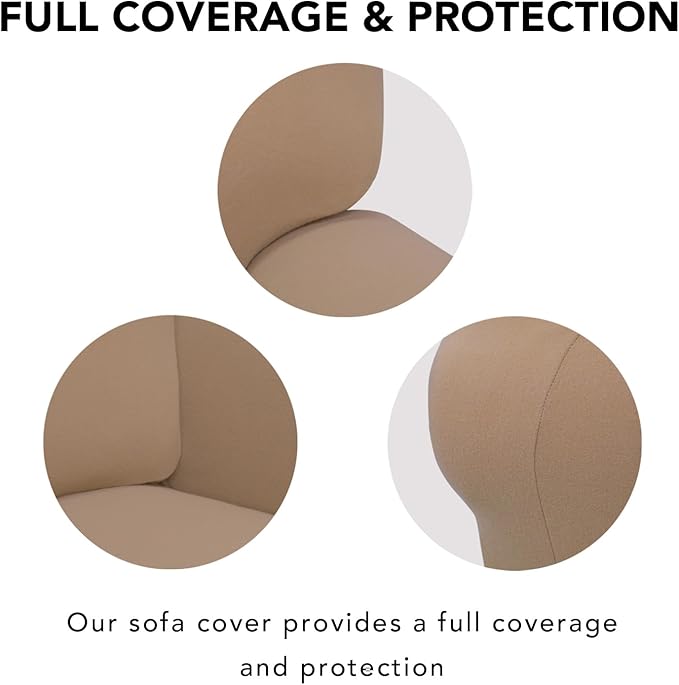 PureFit Super Stretch Sofa Slipcover – Spandex Non Slip Soft Couch Sofa Cover, Washable Furniture Protector with Non Skid Foam and Elastic Bottom for Kids, Pets (Oversized, Camel)