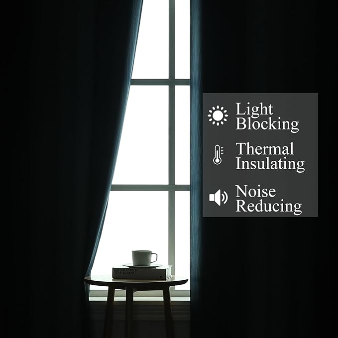 Estelar Textiler Navy Blue and Black Ombre Blackout Curtains 63 Inches Long, Full Room Darkening Grommet Curtains for Bedroom, Thermal Insulated Light Blocking Gradient Drapes, 42Wx63L, 2 Panels