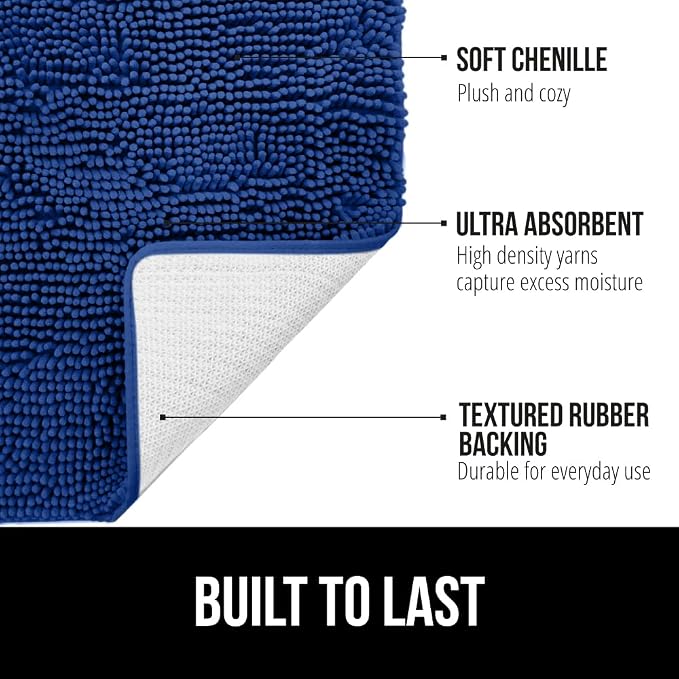 GORILLA GRIP Bath Rug Mat 60x24, Thick Soft Absorbent Chenille, Quick Dry - Image 2