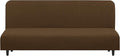 U-NICE HOME Stretch Futon Cover Armless Bed Slipcover - Soft Jacquard Fabric Washable for Pet Friendly, Brown