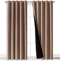 NICETOWN Warm Curtains for Winter, 100% Blackout Curtains Thermal, Noise Reduction and Privacy Curtains for Patio Door, Black Lined Blackout Drapes with Grommets, Cappuccino, 1 Pair, W70 x L84