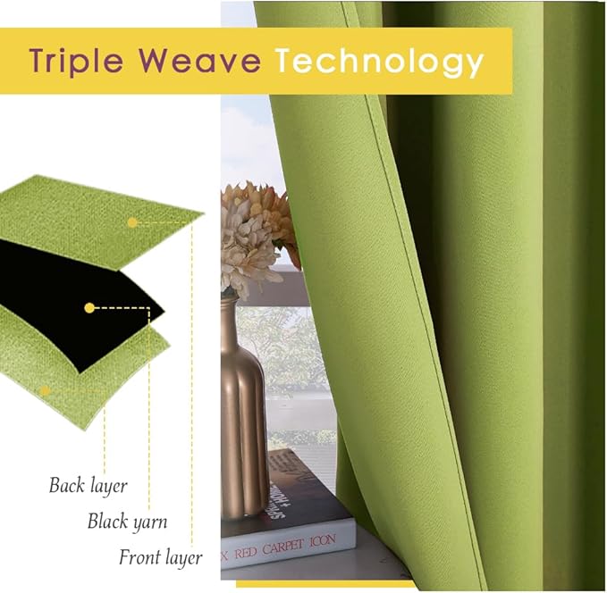 NICETOWN Blackout Curtain Panels for Bedroom, 2 Panels, Fresh Green, W42 x L40-inch, Thermal Insulated Grommet Top Blackout Draperies and Drapes for Basement
