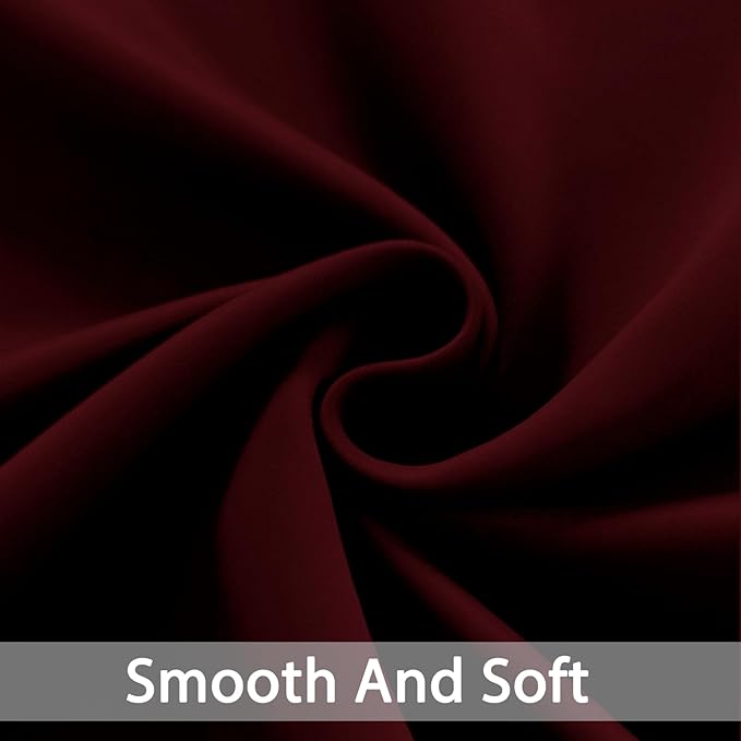 Yakamok Blackout Curtains for Bedroom, Thermal Insulated Blackout Window Curtains with Grommet Top for Living Room- Wine Red- 52W x 84L -2 Panels