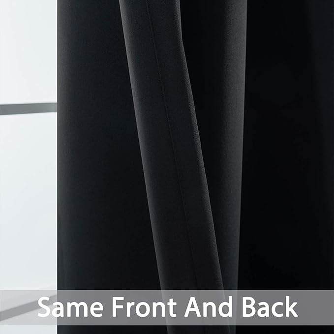 Yakamok 72 Inch Long Blackout Curtains for Bedroom, Thermal Insulated Room Darkening Black Curtains, Light Blocking Blackout Drapes for Living Room- 2 Panels, 42 Inch Width