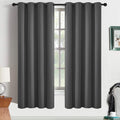 Yakamok Blackout Grey Curtains for Bedroom/Living Room Thermal Insulated, 52" Wide x 63" Long Each Panel,Grommet Top (Set of 2 Panels, Charcoal Grey)