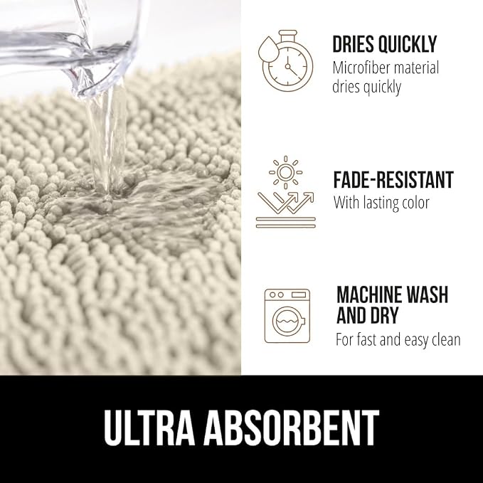 GORILLA GRIP Bath Rug Mat 36x24, Thick Absorbent Chenille, Quick Dry Microfiber - Image 4