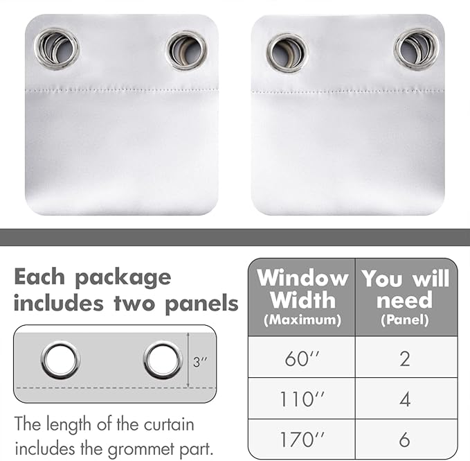 MIULEE Room Darkening Curtains, Chirstmas Thermal Insulated Drapes Solid Window Treatment Set Grommet Top Light Blocking Blackout Curtain for Bedroom 2 Panels 52 x 84 inch Greyish White