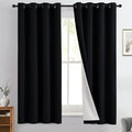 Yakamok 100% Blackout Curtain Panels 63 inches Cold and Light Blocking Drapes for Nursery, 2 Thick Layers Thermal Insulated Draperies (2 Pieces, 50 Wide Each Panel, Black/White Backing)