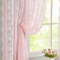 YJ YANJUN Vintage Lace Curtains 108 inches Long 2 Panels Cute Floral Pink Sheer Curtains for Sliding Door Backdrops Romantic Pricess Baby Girl Room Decor Light Filtering 52 x 108 Inch Light Pink