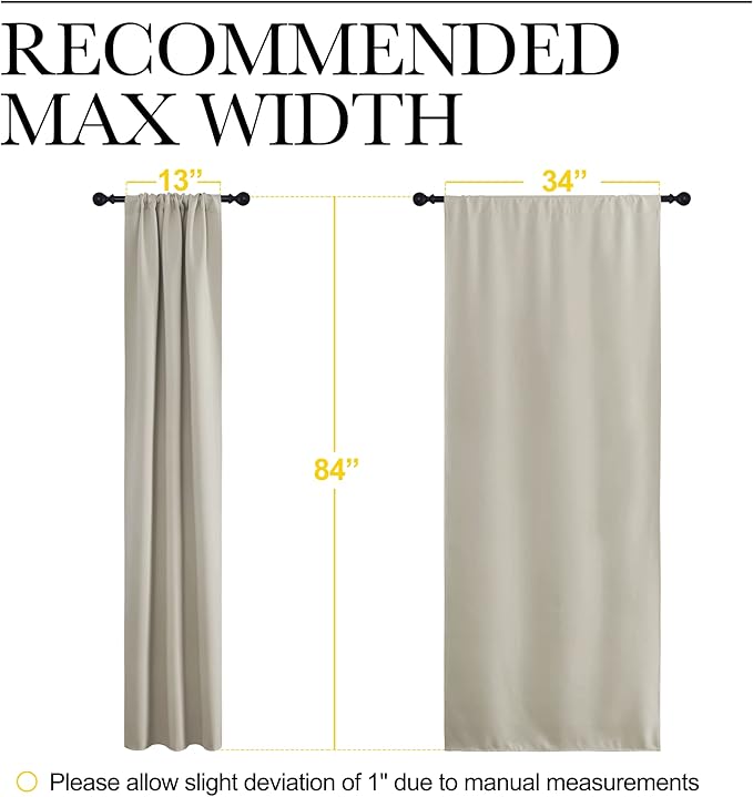 NICETOWN Blackout Curtains for Living Curtains, Room Darkening Window Curtain Panels, Easy-Care Solid Thermal Insulated Draperies/Drapes for Daughter Room (Natural, 2 Panels, 34 by 84)