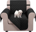 U-NICE HOME Reversible Oversized Chair Covers Quilted Water Repellent Pet Protectors with Elastic Straps(28''Armchair, Black/Black)