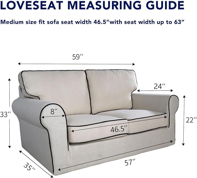 PureFit Super Stretch Sofa Slipcover – Spandex Non Slip Soft Couch Sofa Cover, Washable Furniture Protector with Non Skid Foam and Elastic Bottom for Kids, Pets （Loveseat, White