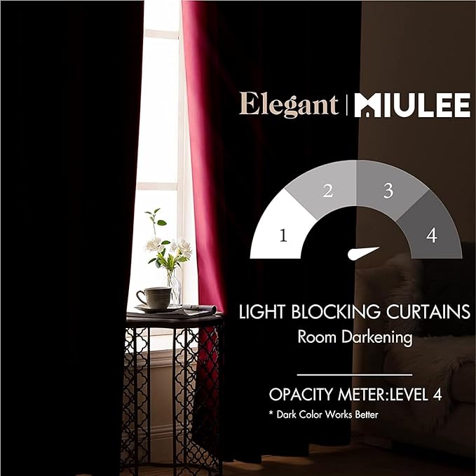 MIULEE Blackout Room Darkening Curtains Thermal Insulated Black Out Drapes Solid Window Treatment Grommet Light Blocking Curtain for Living Room Bedroom 2 Panels Set 52 x 84 inch Length Hot Pink