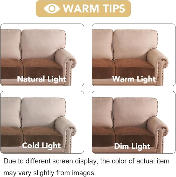 H.VERSAILTEX Velvet Stretch Couch Cushion Cover Plush Cushion Slipcover for Chair Loveseat Sofa Cushion Furniture Protector Seat Cushion Sofa Cover (3 Piece XL Sofa Cushion Covers, Caramel)