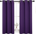 NICETOWN Thermal Insulated Blackout Draperies Curtains, Triple Weave Home Decoration Solid Ring Top Blackout Drape Panels for Bedroom (Set of 2, 34 x 45 inches, Royal Purple)