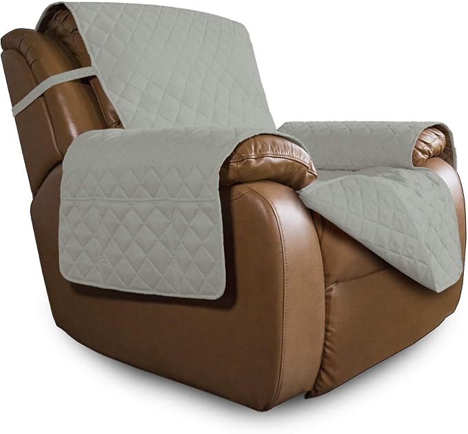 Easy-Going Oversized Recliner Chair Slipcover Reversible Sofa Cover Water Resistant Couch Cover Furniture Protector with Elastic Straps for Pets Dog (Oversized Recliner, Beige/Beige)
