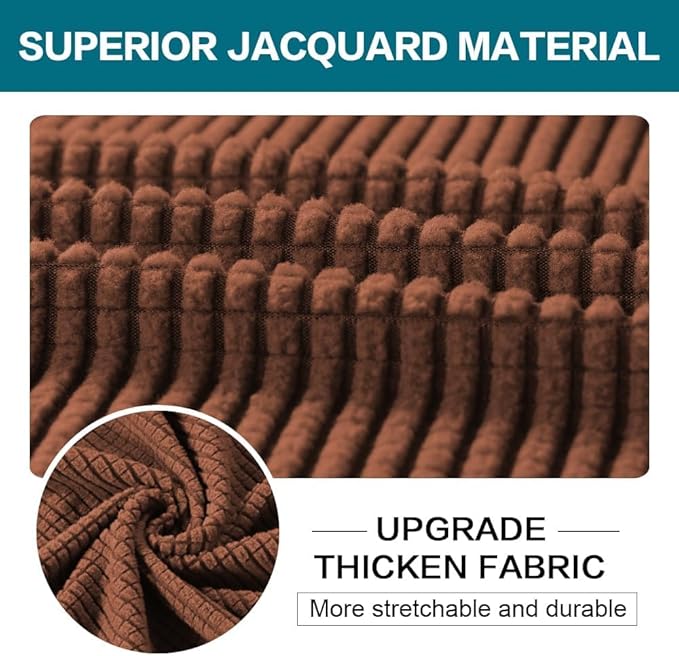 Turquoize 4 Piece Sofa Covers for 3 Cushion Couch Sofa Slipcover Soft Couch Cover for Dogs Washable Furniture Cover with 3 Individual Large Cushion Covers Feature Fabric (Large Sofa, Caramel)