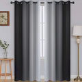 SimpleHome Ombre Room Darkening Curtains for Bedroom, Gradient Black to Grey White Light Blocking Thermal Insulated Grommet Window Curtain/Drapes for Living Room,2 Panels, 52x84 inches Length