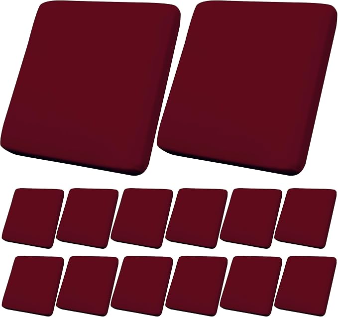 14Pcs Outdoor Cushion Covers, Patio Cushion Covers,Stretch Elastic Slipcovers, Replacement Washable & Reusable Furniture Protector for Patio Couch (Claret,Cover Only)