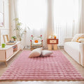 Pink Rabbit Plush Rug 5'x8', Fluffy Faux Fur Shaggy Area Rug for Nursery, Kids Room Decor, Soft Fuzzy Carpet for Living Room, Bedroom, Teen Girls Room