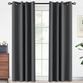 Yakamok Blackout Gray Curtains for Patio Sliding Door, Thermal Insulated Blackout Curtains for Bedroom Living Room Curtains 84 inches Long, Grommet Top Window Shades (Dark Grey, Set of 1 Panel)