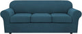 H.VERSAILTEX 4 Piece Stretch Sofa Covers for 3 Cushion Couch Covers for Living Room Furniture Slipcovers (Base Cover Plus 3 Seat Cushion Covers) Upgraded Thicker Jacquard Fabric (Sofa, Deep Teal)