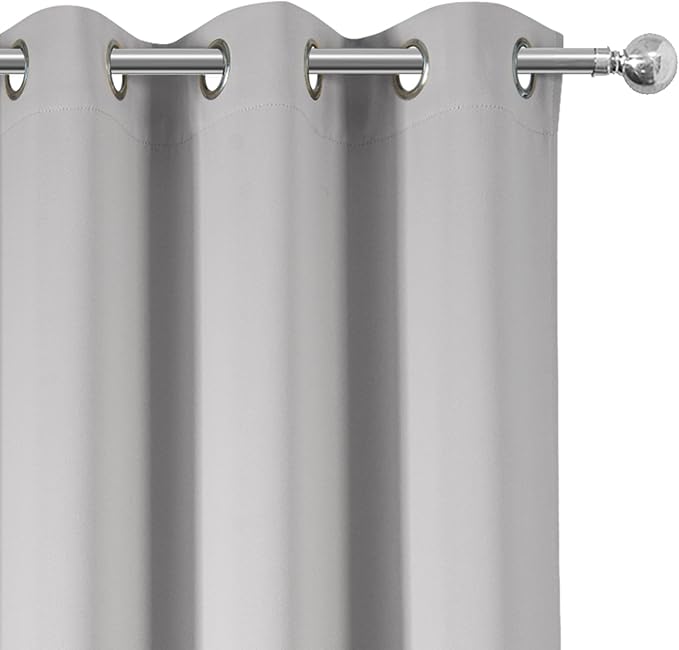LEMOMO Blackout Curtains 52 x 90 Inch Long Light Grey Curtains Set of 2 Panels Room Darkening Curtains for Bedroom and Living Room