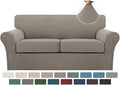 Turquoize 3 Piece Sofa Covers for 2 Cushion Couch Sofa Slipcover Soft Couch Cover for Dogs-Washable Sofa Furniture Covers with 2 Individual Cushion Covers Jacquard Fabric (2 Cushion Sofa, Taupe)