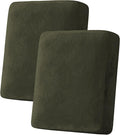 H.VERSAILTEX Velvet Stretch Couch Cushion Cover Plush Cushion Slipcover for Chair Loveseat Sofa Cushion Furniture Protector Seat Cushion Sofa Cover (2 Piece Medium Sofa Cushion Covers, Olive)