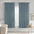 MIULEE Greyish Blue Back Tab Blackout Curtains 63 Inch Length 2 Panels Set for Living Room Bedroom Privacy, Rod Pocket/Pinch Pleat Thermal Insulated Room Darkening Pleated Light Blocking Drapes