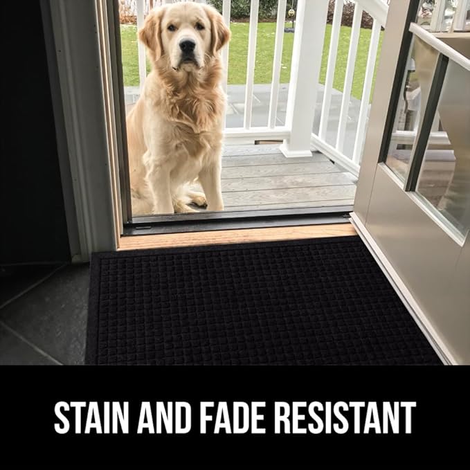 GORILLA GRIP® Ultra Absorbent Front Door Mat Outside Entrance 72x24, Traps Dirt and Moisture, HydroABSORB Indoor Outdoor Doormat Holds Up to 2.75 Cups Water, Stain and Fade Resistant Welcome Mat Black